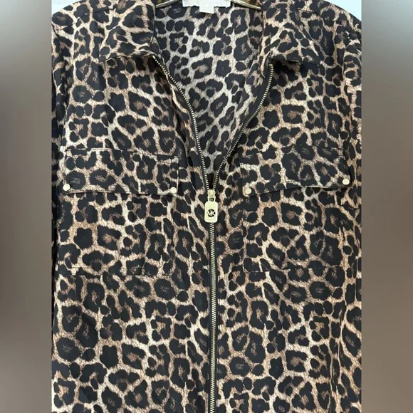 Michael Kors Animal Print Blouse in Brown and Black - Picture 2 of 6